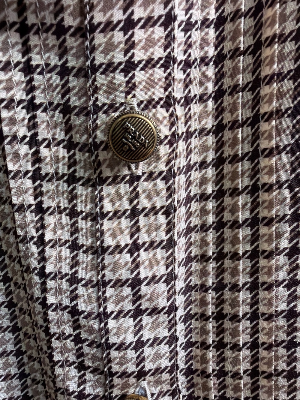 Prada Silk Houndstooth Tie-Neck Womens Shirt - Picture 2 of 5